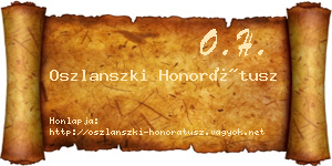 Oszlanszki Honorátusz névjegykártya