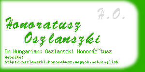 honoratusz oszlanszki business card